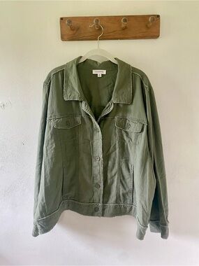 Calligraphie Olive Green Utility Jacket, 3X